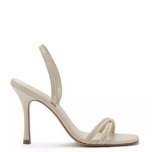 $350 Larroude ANNIE SLINGBACK LEATHER SANDAL HEEL SEXY IVORY 8.5 (DB39)